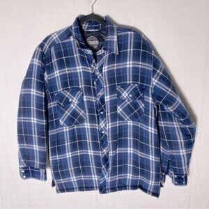 Forcefield Blue Plaid Snap Front Insulated Work Shirt Jacket Shacket M